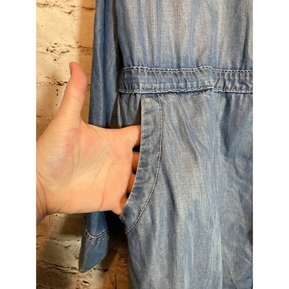 Lee‎ Platinum Label Shirt Dress Womens 18 Chambray Blue Full Button Front Midi - Picture 2 of 16